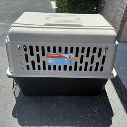 Vibrant Life Pet Kennel Medium 36" Dog Crate, Plastic Travel Pet Carrier for Pets 50-70 lb, Grey 