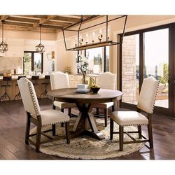 5 Piece Round Dining Set - Table & 4 Side Chairs