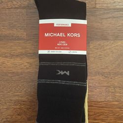 New Authentic Michael Kors Men’s Performance 3 Pairs Crew Socks Size 7-12