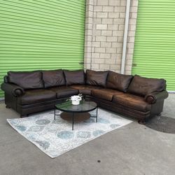 *Free Delivery* Brown Bernhardt Leather Sectional Couch Sofa