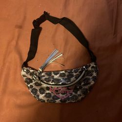 Justice leopard print sequin fanny pack.  