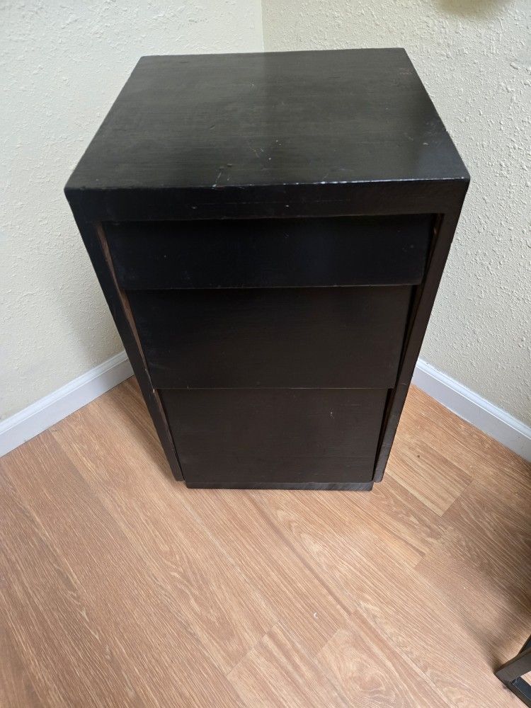 3 Drawer Black Nightstand