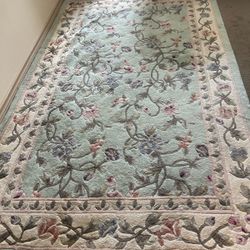 Blue Floral  Design Area Rug