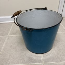 Vintage Blue Metal Pail