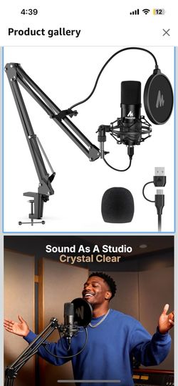 USB Microphone, MAONO 192KHZ/24Bit Plug & Play PC Computer Podcast Condenser Cardioid Metal Mic Kit