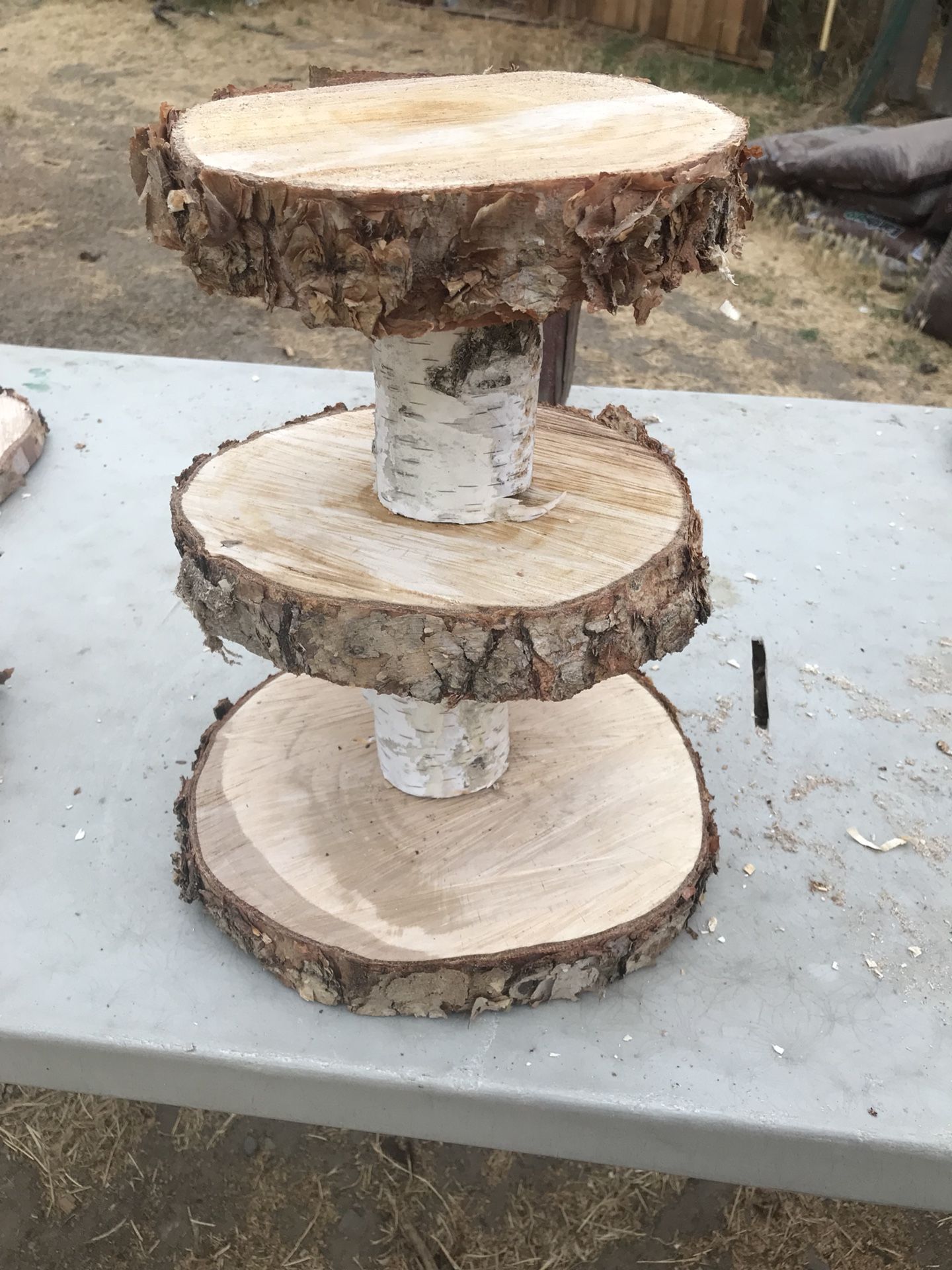 12” bottom plate rustic cupcake stand (wood rounds)