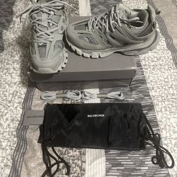 Grey Balenciaga track sneakers  Brand new in the box and all accessories, bag, extra laces etc Size EU 43, US mens 9.5, 10(can fit both) Authentic  Re