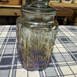 Vintage LE Smith Imperial Scroll Iridescent Apothecary Jar