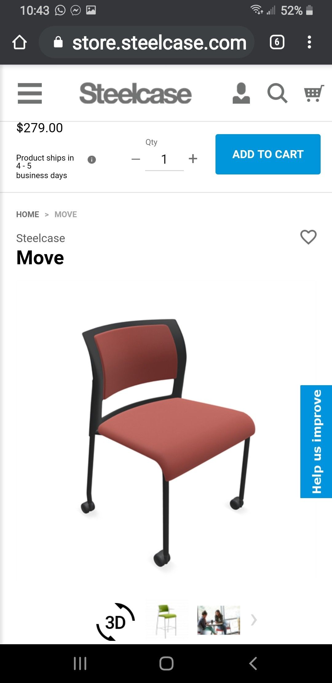 Steelcase move Workplace chair stackable