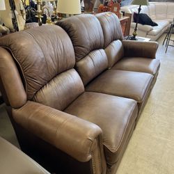 Brown Leather Reclining Sofa - 86” x 26” 
