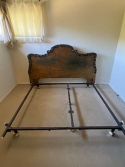 Beautiful wood decorative king size headboard and bed frame