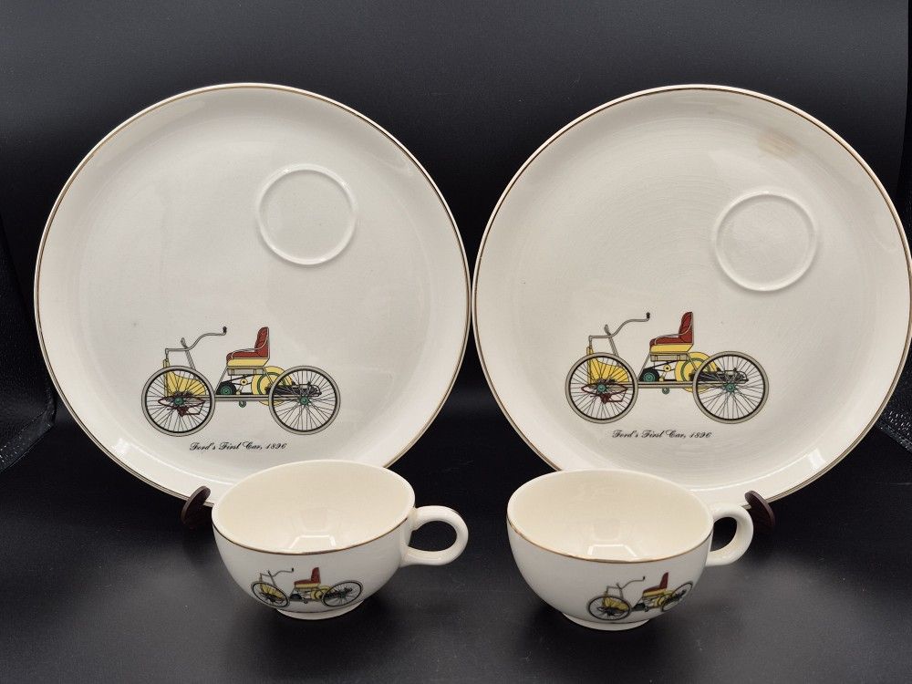 Lot Of 2 Vintage Salem 23K China Snack Plate & Cup Sets
