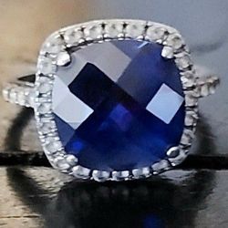 Blue And White Sapphire Ring 