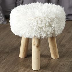 Small Furry Stool / Ottoman *New With Tags*
