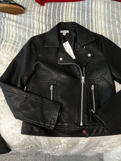 TopShop Black Leather Coat 