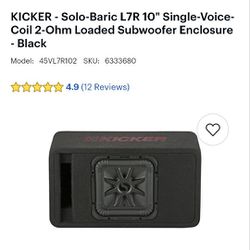 Kicker Solo Baric L7R 10 Inch Subwoofer W/ Ported Speaker Box
