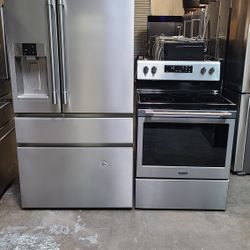 Refrigerator Frigidaire Professional Counter Depht,  Stove Electric And Microwave In Stainless Steel Combo Delevery 