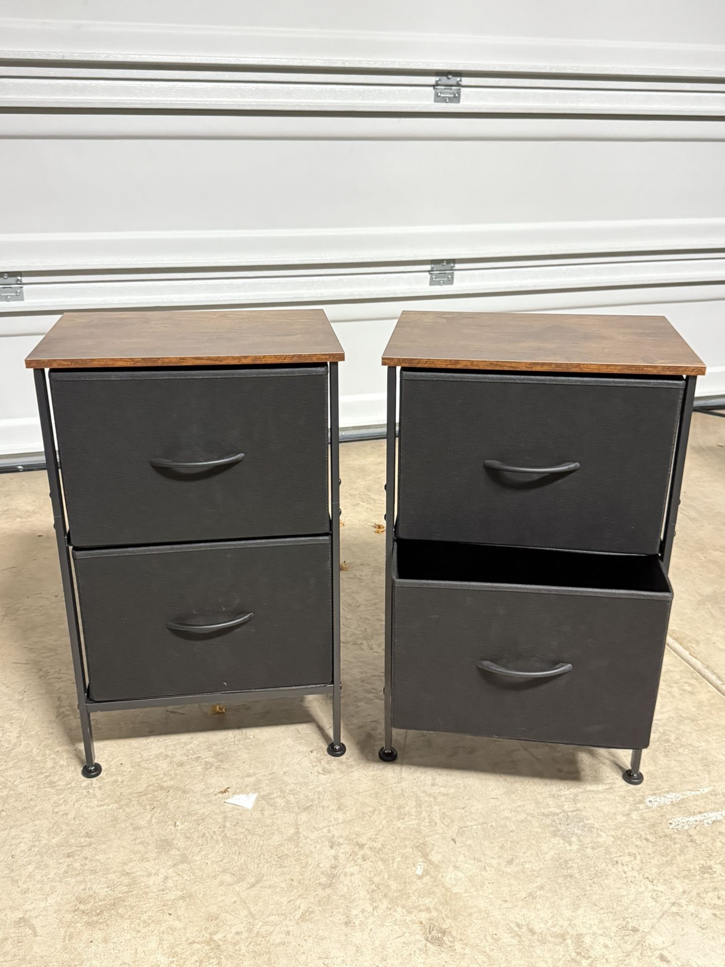 Set Of 2 End Tables With Fabric Drawers