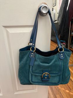 Blue suede coach bag