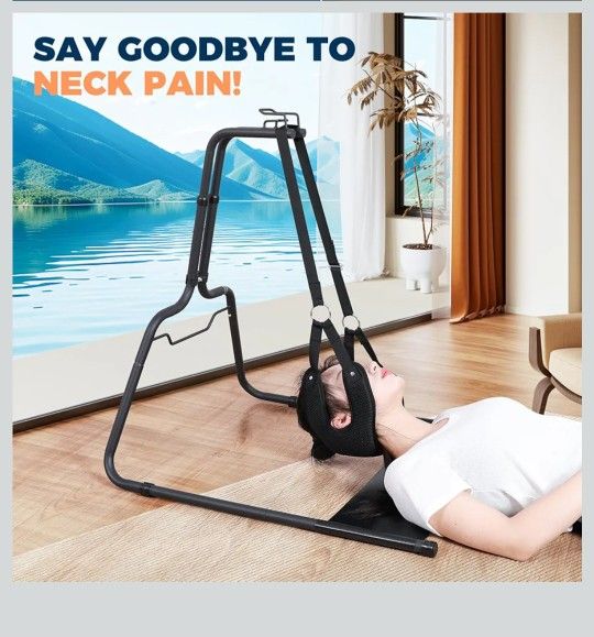 Stretcher Hammock with Stand for Neck Decompression, Cervical Traction Device Stand Steel Heavy Duty, Neck Decompressor Neck Stretching Strap