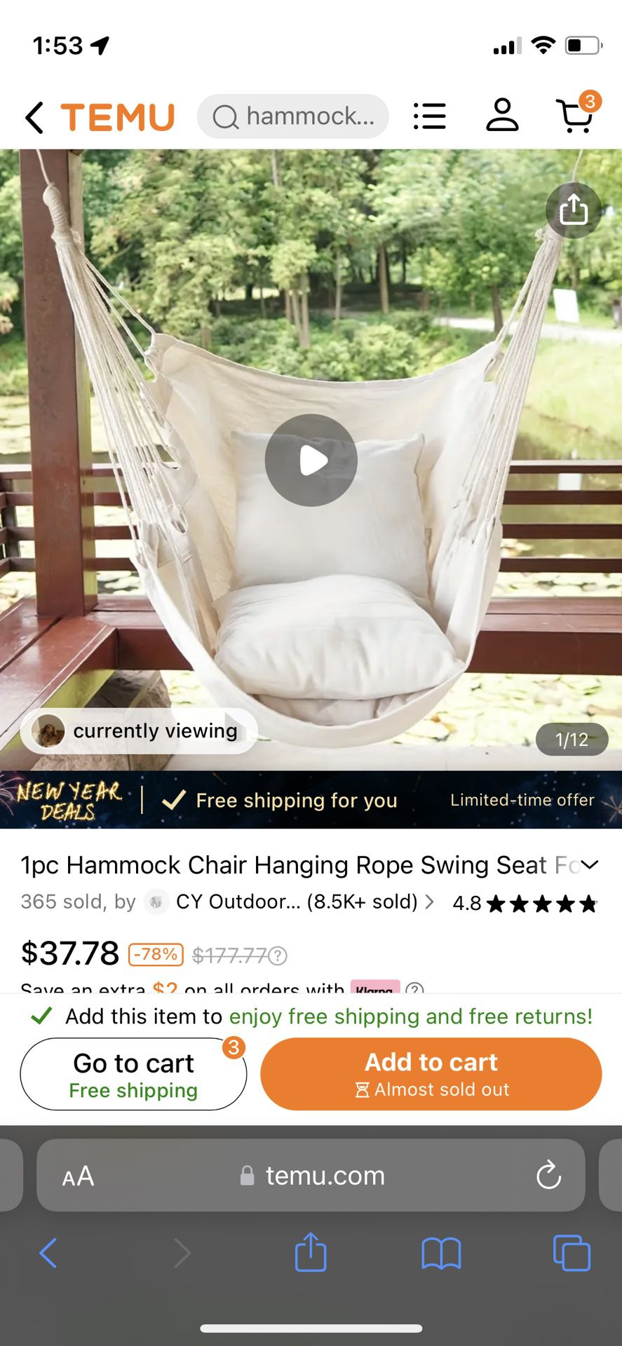Hanging Chair In Ivory