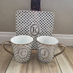 Gold Polka Dot Board And Mug Set