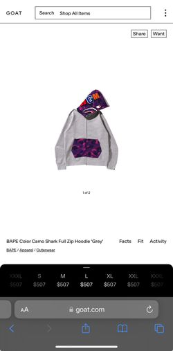 BAPE Color Camo Shark Full Zip Hoodie 'Grey'