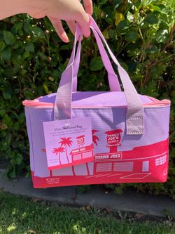 Trader Joe's Mini Insulated Lunch Bag Purple & Strawberry Pink