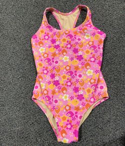 Speedo girls size 12 colorful pink floral Swimsuit
