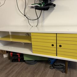 ✨ Modern TV Stand / Storage Cabinet – White & Yellow ✨