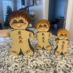 Vintage Gingerbread Men Set Of 3 (Double Sided Painted)