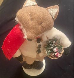 Christmas Fox Felt Figurine Decoration