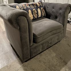 Gray Velvet Armchair