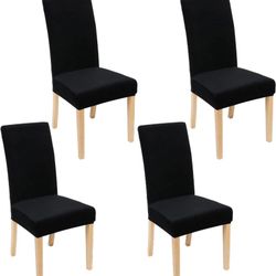 Set Of 4 Black Velvet Chair Covers