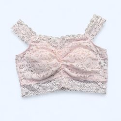 Free Press Women’s Medium Pink Lace Bralette Bra Coquette Balletcore Pilates