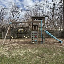 Swingset  With Slide And Firepole