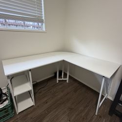 White L Shaped Office Computer Desk