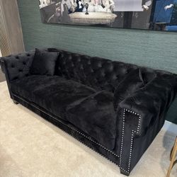 Black Velvet Couch 