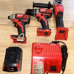 Brand New Never Used Milwaukee Drill Set, Grinder, Charger, And Battery!
