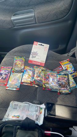 Pokemon cards and Nintendo switch memory card