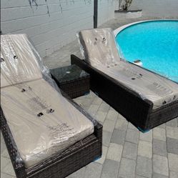 3 Piece Lounger Set/ Chairs/ Patio/ Outdoor Furniture/ Furniture/ Backyard/ Swimming Pool/ Brand New 