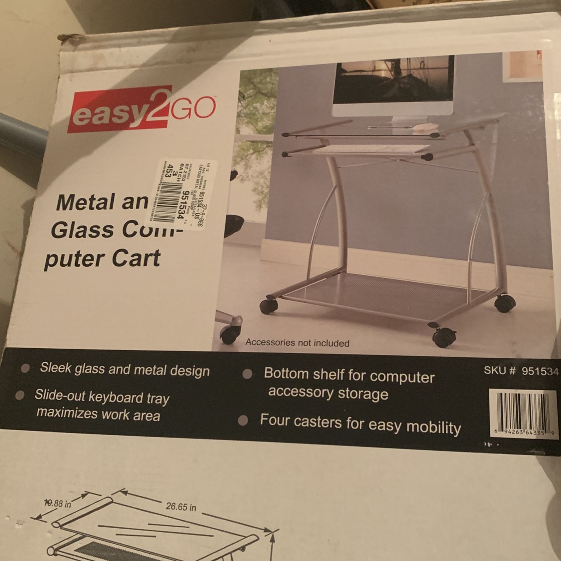 Easy 2 Go 27" Computer Desk, Silver