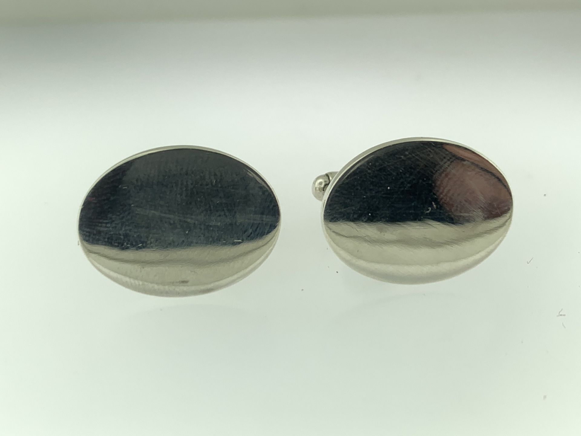 Tiffany & Co.~Sterling Silver Classic Oval Cuff Links No Monogram w/Toggle Back