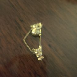 Avon Koala Bear Mom Baby Stick Pin Lapel Brooch Gold Tone With Chain 