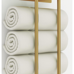 Towel Rack with Metal Shelf and 3 Hooks, Bethom Towel Racks for Bathroom Wall Mounted, Metal Gold Bath Towel Holder Storage Wall for Small Bathroom