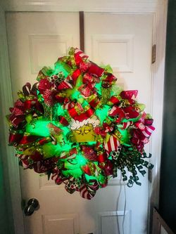 Lighted Christmas “The Grinch” Wreath