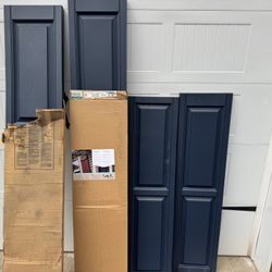 (2) Sets Dark Navy Vinyl Shutters 15” x 59”. $20 A Set. Must Pickup