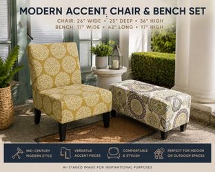 Price for both or $125 eacAccent Chair & Storage Bench Set | Fun Designer Fabric | Great Condition