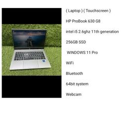 ( Laptop ) ( Touchscreen ) Hp ProBook 630 G8 Intel i5 2.6ghz 11th Generation Series 256gb SSD WiFi 16gb ram windows 11 pro Webcam 