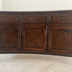 Beautiful Wood  Buffet W/ Tile Inlay & Iron Legs 